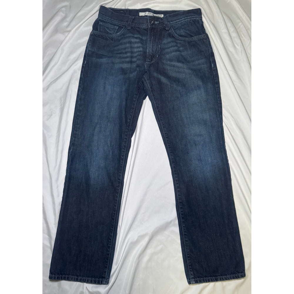 DKNY Jeans Straight Leg Denim Pants Mens 30x30 Dark Wash Embroidered Streetwear